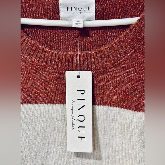 *NWT* Pinque Color Block Crewneck Brushed Knit Sweater Rust Stone Combo Size XL - Picture 5 of 8